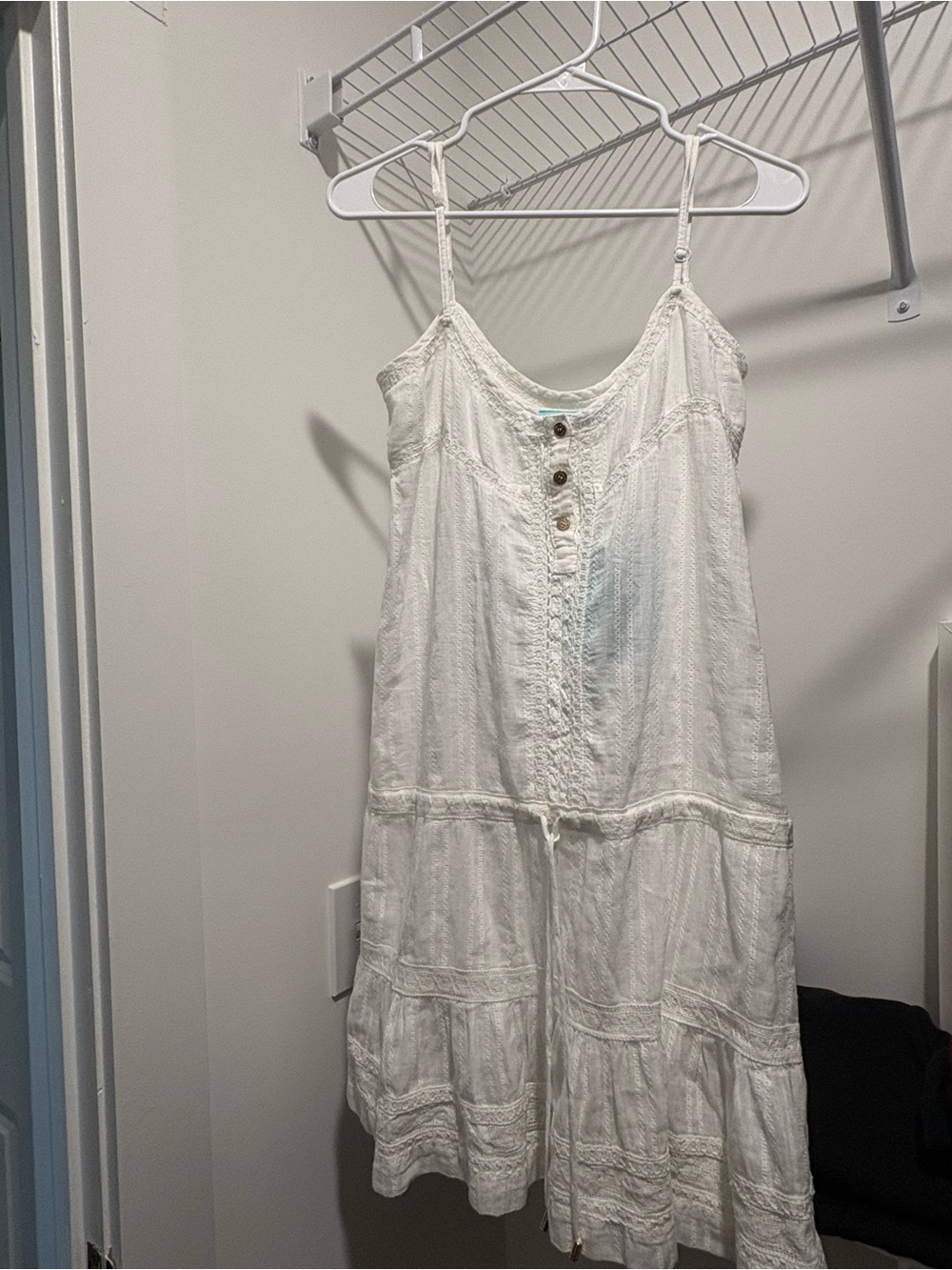 Melissa Odabash White Tiered Button-Front Midi Dress
